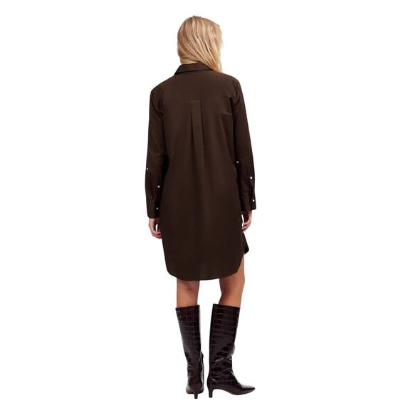 Madewell Dark Brown Cotton Sateen Shirt Dress XXS NWT Work to Weekend - Picture 3 of 9